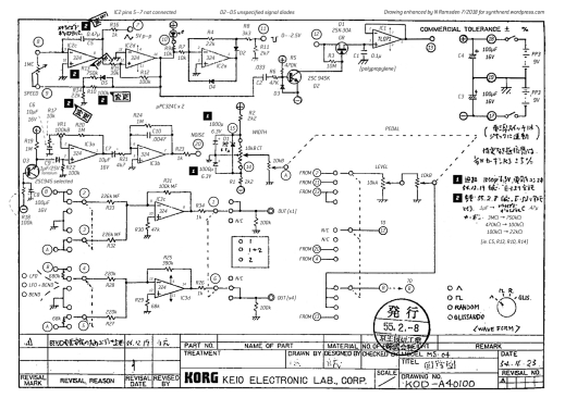 Korg MS-04 schematic, enhanced with component designations